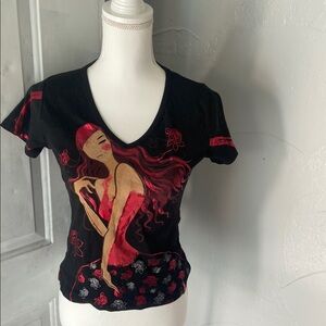 Miss Sixty Black and Red Fitted Graphic Tee